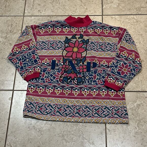 Express Sweaters - Express Vintage Retro High Neck Floral Sweatshirt 3/4 Sleeves Women's : ‎ Large